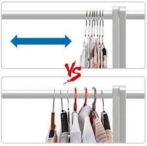 OIKA 40 Pack Stainless Steel Hangers with Grooves - Space Saving Closet Hangers, Heavy Duty Rustproof Metal Clothes Hangers for Tank Tops/Cardigans, Dorm & Outdoor Drying (Silver)