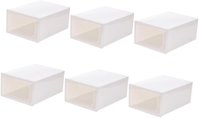 6pcs Large Capacity Plastic Shoe Storage Boxes with Flip- Design, Thickened Stackable Shoe Organizers for Closet and Home Storage
