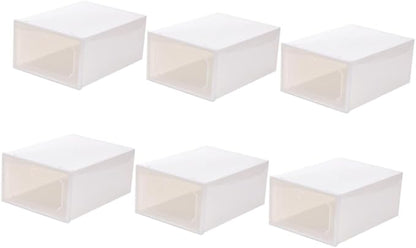 6pcs Large Capacity Plastic Shoe Storage Boxes with Flip- Design, Thickened Stackable Shoe Organizers for Closet and Home Storage