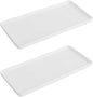 10" Ceramic Bathroom Tray, Minimalist Vanity Organizer for Countertop, Modern Rectangular Soap & Perfume Tray, Water-Resistant Porcelain Jewelry Dish, Set of 2, White