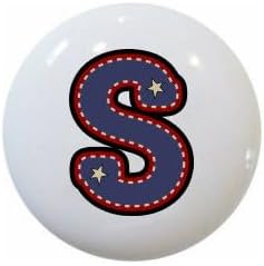 American Alphabet USA Letters Series Style 1 on 1.5" DECORATIVE Glossy Ceramic Dresser Drawer PULLS Cabinet Cupboard KNOBS (S)
