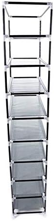 9 Tier, Space Saving Portable Shoe Rack Storage Organizer, 10 Tiers 9 Lattices Non-Woven Waterproof Fabric Cover (Purple, 10 Tiers 9 Lattices)