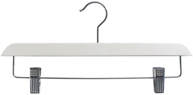 NAHANCO Contemporary Collection: Wooden Skirt/Pant Hanger, 14" White (Pack of 100)