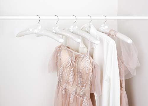 Amber Home 10 Pack Large White Satin Padded Hangers for Women Clothing 17" - Image 2