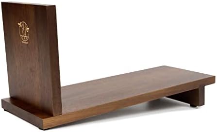 S&A WOODCRAFT Desktop Wood Bookshelf Wooden Bookend, Acacia Desk Organizer Shelf and Display Rack with Book Ends, Storage Shelf Bookcase for Office, Home Decor, Kitchen Countertop, Walnut Brown - Image 3