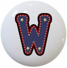 American Alphabet USA Letters Series Style 1 on 1.5" DECORATIVE Glossy Ceramic Dresser Drawer PULLS Cabinet Cupboard KNOBS (W)
