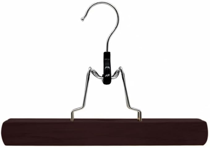 Richards Wooden Pants Hangers - Wood Skirt Hangers - 6 Pack - for Men Shorts and Pants and Women Dress Clothes - Non Slip Slim Closet Space Saving- Walnut