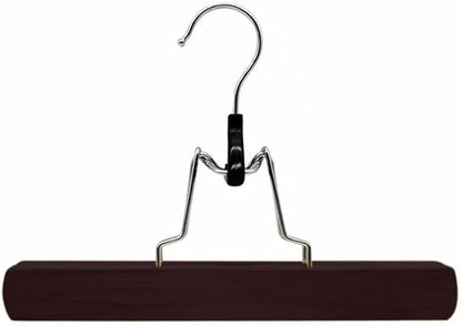 Richards Wooden Pants Hangers - Wood Skirt Hangers - 6 Pack - for Men Shorts and Pants and Women Dress Clothes - Non Slip Slim Closet Space Saving- Walnut