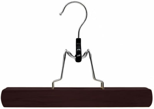Richards Wooden Pants Hangers - Wood Skirt Hangers - 6 Pack - for Men Shorts and Pants and Women Dress Clothes - Non Slip Slim Closet Space Saving- Walnut