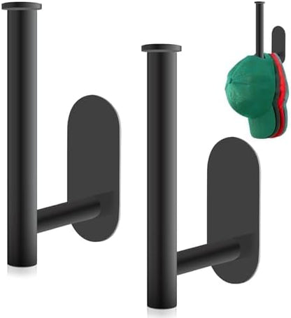 Eiito Baseball Hat Hangers, Hat Organizer for Wall, Hat Holder for Baseball Hats, Hat Storage Stick Scrunchies Holder Organizer, Hat Rack for Wall (Black 2Pack)