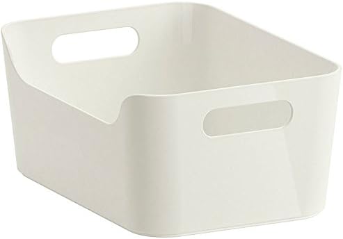 Pantry Organization And Storage Baskets, Open Storage Box Under Sink Organizers,Kitchen Cabinet and Pantry Storage Organizer Bin - two cut-out handles that make 9.4 x 6.7 x 4.3 Inches (White) by IKEA