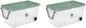 40-Gallon Wheeled Storage Bins (2-Pack) - Heavy Duty Plastic Totes with Lids & Handles - Industrial Garage/Utility Containers for Tools, Camping Gear (36.9" x 21.4") (Clear/Green)