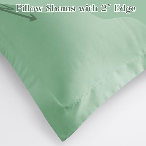 Homiest Sage Green Euro Sham Covers 24x24 Inch, Set of 2, Wide Flange - Image 6
