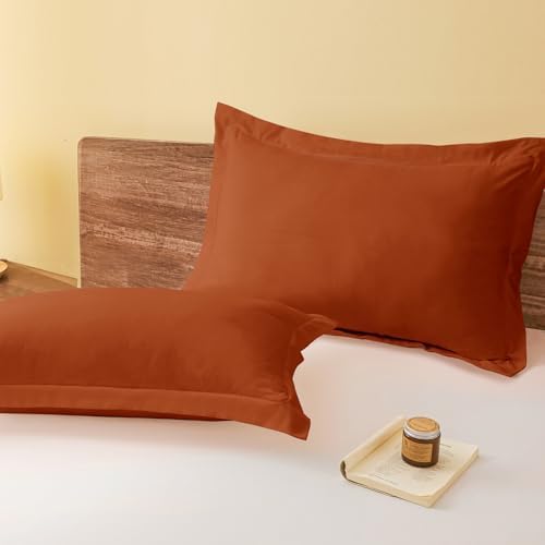 Queen Pillow Shams Set of 2 Burnt Orange Pillow Shams Soft Microfiber Pillow Covers with Envelope Closure, Fade, Wrinkle and Shrink Resistant Bed Pillow Cases, 20 × 30 Inches by vveiiye