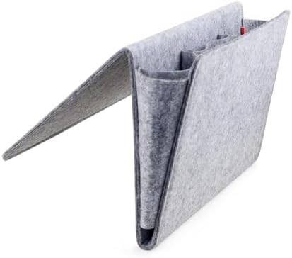 Kikkerland Large Grey Felt Pocket Caddy for Storage with Inner Pockets – Organization Essentials for Bed, Couch, Home – Holder for Magazines, Books, Phones, and Remote Controls by KikkerlandDesignInc
