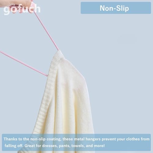 Ultra-Thin Metal Hangers, 100 Pack Non-Slip PVC Coated Space Saving Clothes Hangers for Closet, 16 inch Wide for Suits, Dresses, Jackets（Pink） - Image 3
