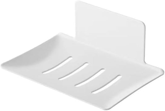 Shower soap Dish, Nail-Free Tray, Metal soap Holder, Stainless Steel soap Holder, Black,White (White)