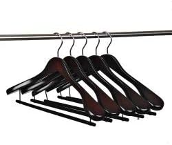 Luxury Wide Shoulder Wooden Hangers 18 Pack, with Velvet Bar, Smooth Mahogany Finish Wood Suit Hanger Coat Hanger for Closet, Holds Upto 20lbs, 360° Swivel Hook, for Jacket, Dress Heavy Clothes Hanger