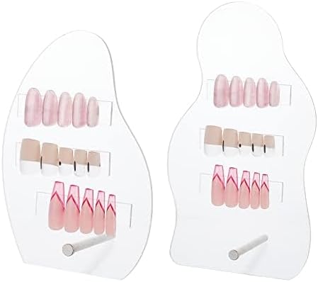 PH PandaHall 2 Sets Nail Art Display Board, 50pcs False Nail Tips Sample Display Acrylic Nail Practice Board Fingernail Display Polish Stands Showing Holder for Nail Art Design Display Manicure Tool
