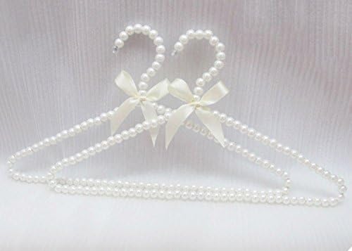 10 Pack Pearl Beads Metal Elegant Clothes Hangers Standard Hangers (White)