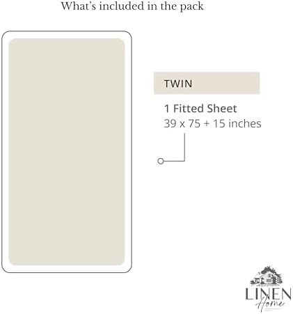 Linen Home 100% Cotton Percale Twin Size Fitted Sheet only, Light Taupe - Image 6