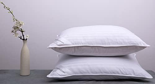 Goose Down Feather Bed Pillows for Sleeping Hotel Collection Queen Pair Pillows Stripe White Queen Set of 2 Pillows by Unknown