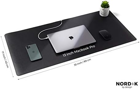 Nordik Leather Desk Mat - Cork Pebble Black - Leather Desk Pad 35x17 in - Image 2