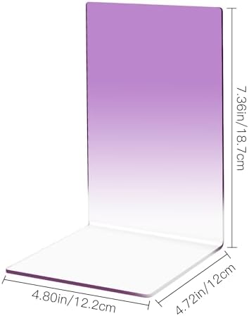 Honagu Book Ends, Acrylic Bookends, Clear Book Ends for Shelves, Desk Book Organizer, Book Holder Stand Decorative for Heavy Books, CDs, Video Games (1 Pair/2 Pieces, Gradient Purple) - Image 2