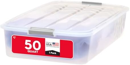 IRIS USA 50 Qt. Long Under Bed Storage Bin with Lids, Clear by Unknown