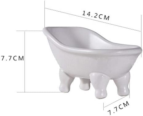 KiaoTime Ceramic White Clawfoot Bathtub Bar Soap Dish for Bathroom Shower Decorative Soap Dish Sponge Holder Shower Bar Soap Tray Container for Bathroom, Kitchen Sink