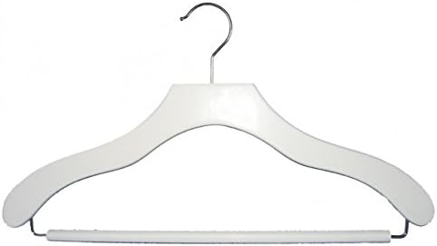 NAHANCO Contemporary Collection: Wooden Suit Hanger with Bar, 17" White (Pack of 50)