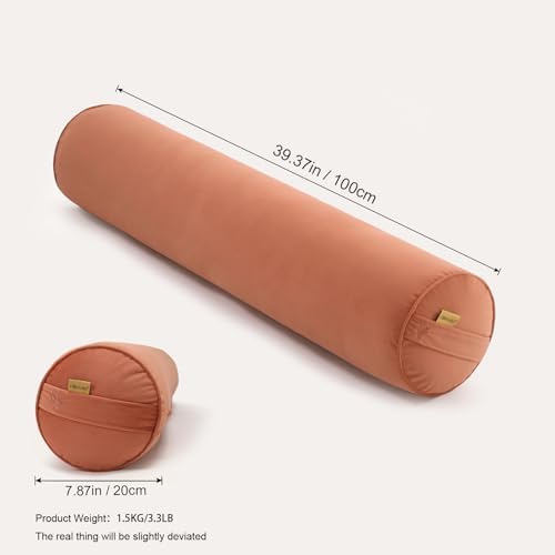 Long Round Body Pillow for Adults, 39.37 x 7.87 in, Amber Orange - Image 2