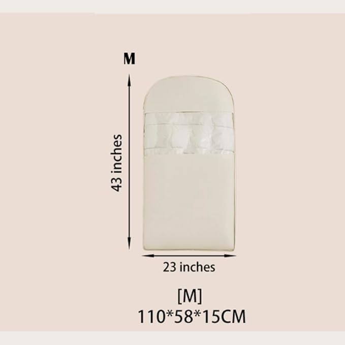 Space Saving Hanging Garment Bag with Self Compression Zipper - Organizer for Closet(Beige,M)
