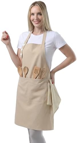 TOSHE Kitchen Apron for Women & Men Waterdrop Resistant, Adjustable Button by TOSHE