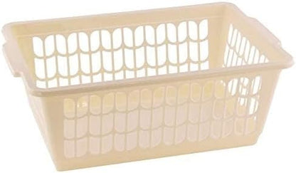 YBM HOME Plastic Perforated Storage Basket Bin Office Drawer, Shelf Desktop Countertop Tray Organizer 32-1188 (1, Beige)