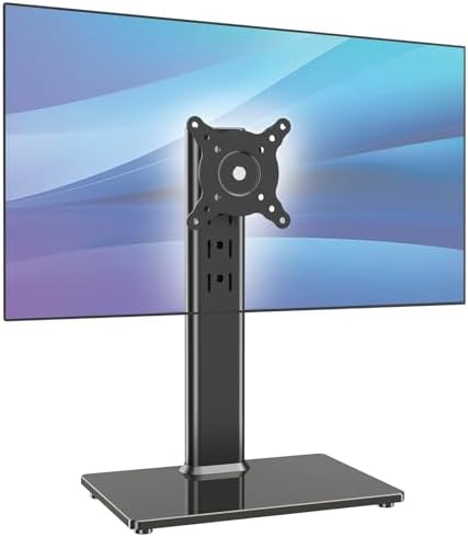 AX WABER Single Monitor Desk Stand Free-Standing Desk Mount Arm Riser for 13 inch to 32 inch Screen Freestanding VESA Mount Base, Adjustable Height, Tilt, Swivel, Rotation, Black AX05TB01 by 1