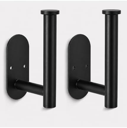 2Pcs Black Toilet Paper Holder Wall Mount For Bathroom, Heavy-Duty Screw-In Rv Toilet Roll Holder, SUS304 Rustproof Stainless Steel Rust Proof, Suitable For Kitchen Washroom Thicken Morden Matte Black by Hoousuper