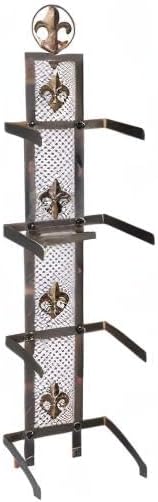Cowboy Hat Rack for Wall, Metal Fleur-De-Lis Cowboy Hat Holder for 4 Hats, Vertical Western Hat Rack Wall Mount, Rustic Fold-Up Wall Hanging Decorative Hat Racks, 13.8”W x 32.6”H