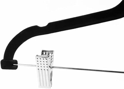 MANZOO Velvet Pants Skirt Hangers with Clips -Black Women Clothes Hanger Set for Pant Suit Shirt Felt Coat Dress, Premium Non Slip Heavy Duty Space Saving Slim Clothing, 16.7" Long, Black, Pack of 20