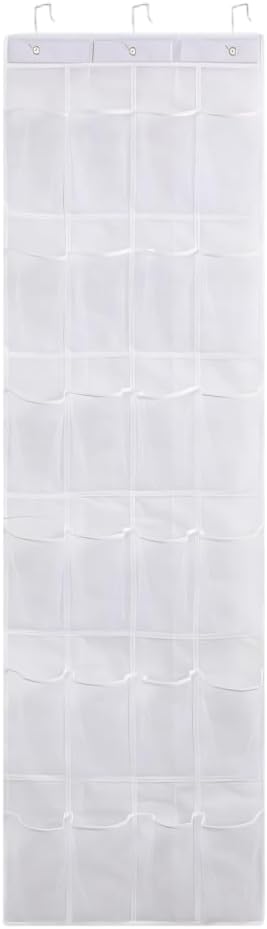MiOYOOW Over the Door Shoe Organizer, Large Hanging Shoe Organizers Hanger Storage Holder with 24 Mesh Pockets & Hooks for Narrow Closet, Bedroom, Bathroom Shoes, Accessories