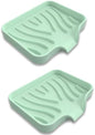Silicone Soap Dish with Drainer | Quick-Dry Holder for Sponge, Dispenser, Scrubber, Bottle and Cup | for Kitchen, Shower and Bathroom (Light Green, Small, 2-Pack)