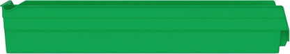 Akro-Mils 30164 Plastic Shelf Bins, Heavy Duty Storage Bins for Garage, Closet, and Drawer Organization, 24-Inch x 6-1/2-Inch x 4-Inch, Green, 6-Pack