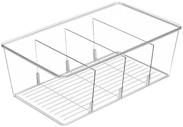 1 Pack Storage Organizer Bins, Plastic Bins Desk Organizer Containers with 4 Slots for Pantry, Kitchen, Fridge, Cabinet Packets, Snacks, Shelves, Pouches, Spice Packets by Home