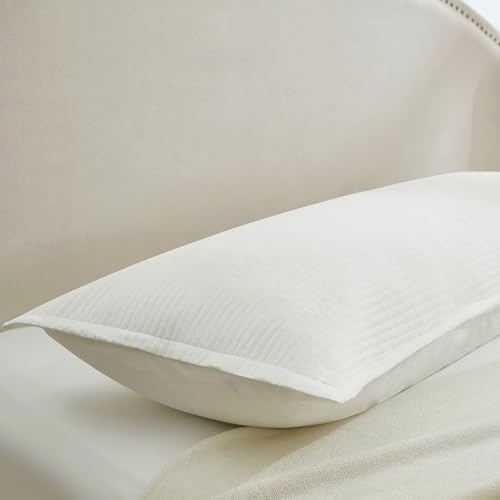 Quilted Body Pillow Cover, Striped Long Size 21"x54" Body Pillowcase 1PC Soft Breathable Long Pillow Cover for Pregnant Women Side Sleeper, Envelope Closure, Beige - Image 5