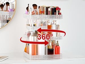 Makeup Organizer 360° Rotating Acrylic Clear Organizador De Perfumes, 7 Layers Large Makeup Organizers and Storage, Perfume Organizer for Vanity, Dresser (Plus Size Clear)