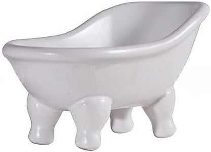 KiaoTime Ceramic White Clawfoot Bathtub Bar Soap Dish for Bathroom Shower Decorative Soap Dish Sponge Holder Shower Bar Soap Tray Container for Bathroom, Kitchen Sink