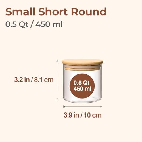 ComSaf Glass Storage Containers with Lids 0.5 Qt, 6 Pack Small Glass Jars - Image 2