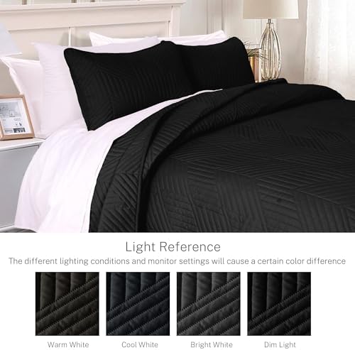 Exclusivo Mezcla Ultrasonic King Quilt Bedding Set, Black - Image 3