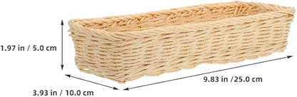 ULTECHNOVO Rattan Woven Cutlery Basket 2-Pack Utensil Organizer Spoon Fork Holder Kitchen Drawer Storage Tray 9.84X3.93X1.96 Inches Multipurpose Flatware Holder for Home