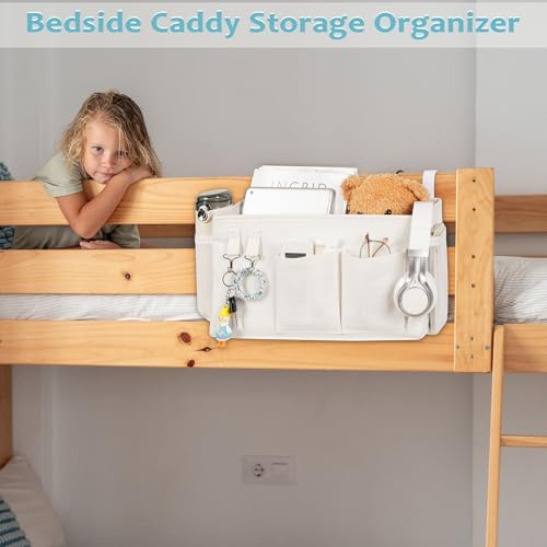 Bedside Caddy, Bedside Storage Bag Hanging Organizer for Bunk Dorm Bed Rail - Image 6